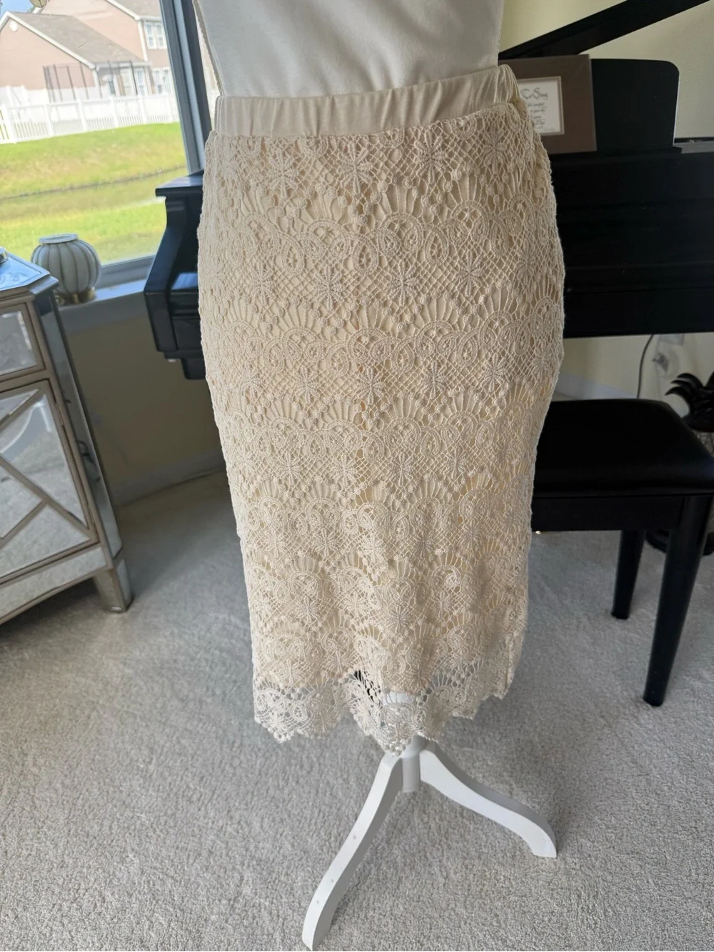 Adiva cream cotton lace scalloped hem skirt coquette elegant feminine womens